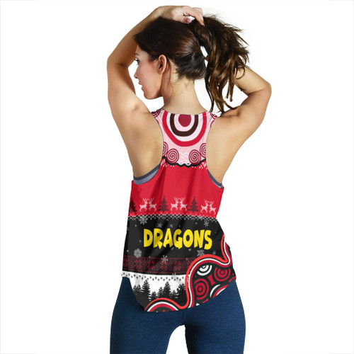Australia St.George Women Racerback Tank - Dragon Aboriginal Inspried Xmas Women Racerback Tank