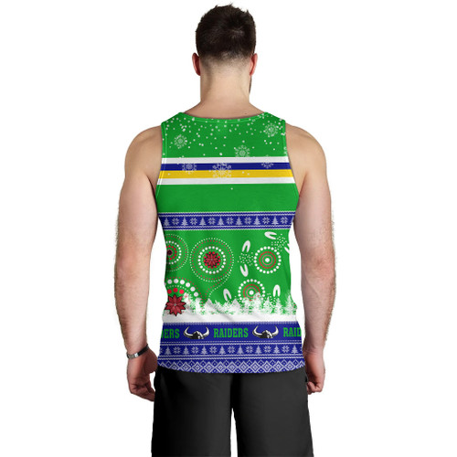 Canberra Raiders Christmas Men Tank Top - Canberra Raiders Ugly Christmas And Aboriginal Patterns Men Tank Top