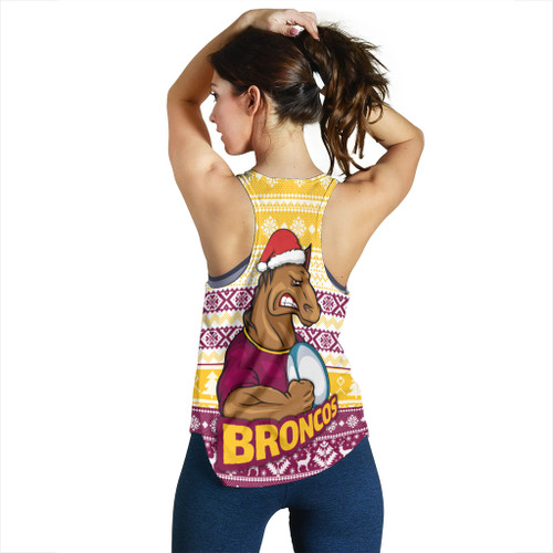 Brisbane Broncos Women Racerback Tank - Brisbane Broncos Mascot Knitted Christmas Patterns Women Racerback Tank Brisbane Broncos Women Racerback Tank - Brisbane Broncos Mascot Knitted Christmas Patterns Women Racerback Tank