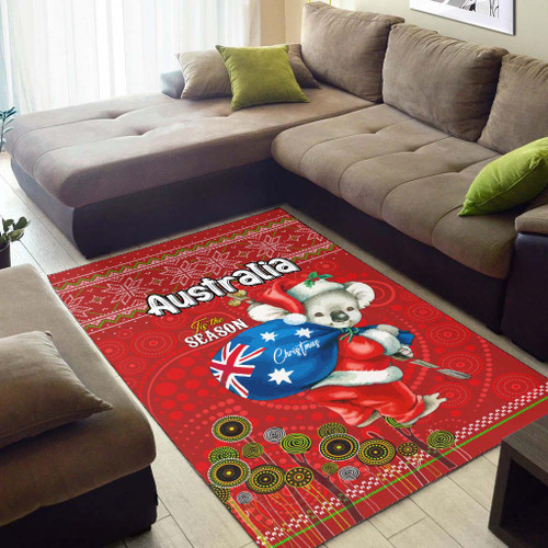 Aboriginal Christmas Area Rug - Custom Australia Koala Ugly Christmas with Aboriginal Inspired Red Rug Aboriginal Christmas Area Rug - Custom Australia Koala Ugly Christmas with Aboriginal Inspired Red Rug