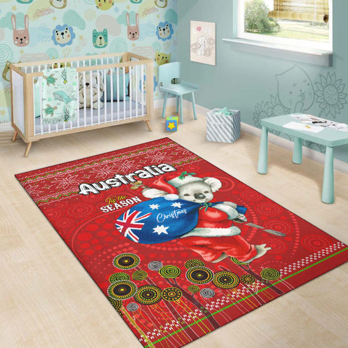 Aboriginal Christmas Area Rug - Custom Australia Koala Ugly Christmas with Aboriginal Inspired Red Rug Aboriginal Christmas Area Rug - Custom Australia Koala Ugly Christmas with Aboriginal Inspired Red Rug