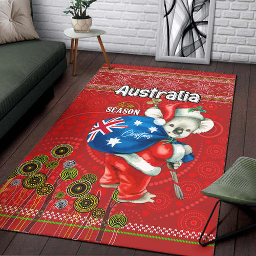 Aboriginal Christmas Area Rug - Custom Australia Koala Ugly Christmas with Aboriginal Inspired Red Rug Aboriginal Christmas Area Rug - Custom Australia Koala Ugly Christmas with Aboriginal Inspired Red Rug