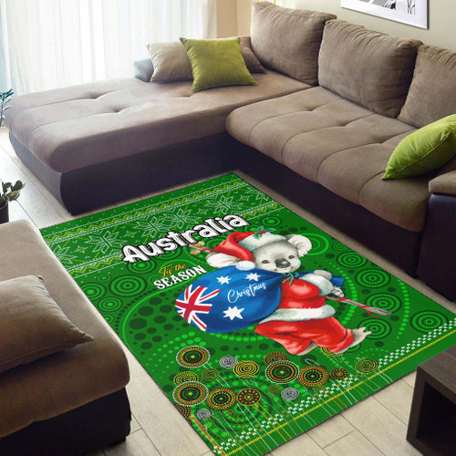 Aboriginal Christmas Area Rug - Custom Australia Koala Ugly Christmas with Aboriginal Inspired Green Rug Aboriginal Christmas Area Rug - Custom Australia Koala Ugly Christmas with Aboriginal Inspired Green Rug