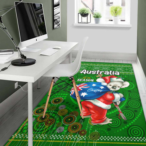Aboriginal Christmas Area Rug - Custom Australia Koala Ugly Christmas with Aboriginal Inspired Green Rug Aboriginal Christmas Area Rug - Custom Australia Koala Ugly Christmas with Aboriginal Inspired Green Rug