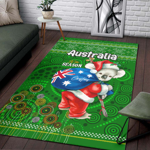 Aboriginal Christmas Area Rug - Custom Australia Koala Ugly Christmas with Aboriginal Inspired Green Rug Aboriginal Christmas Area Rug - Custom Australia Koala Ugly Christmas with Aboriginal Inspired Green Rug
