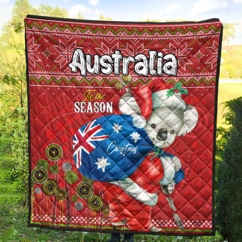 Aboriginal Christmas Quilt - Custom Australia Koala Ugly Christmas with Aboriginal Inspired Red Quilt Aboriginal Christmas Quilt - Custom Australia Koala Ugly Christmas with Aboriginal Inspired Red Quilt
