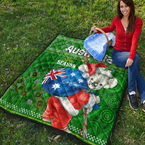 Aboriginal Christmas Quilt - Custom Australia Koala Ugly Christmas with Aboriginal Inspired Green Quilt Aboriginal Christmas Quilt - Custom Australia Koala Ugly Christmas with Aboriginal Inspired Green Quilt