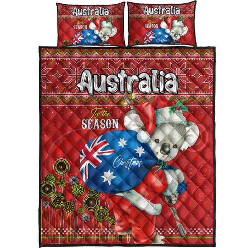 Aboriginal Christmas Quilt Bed Set - Custom Australia Koala Ugly Christmas with Aboriginal Inspired Red Quilt Bed Set Aboriginal Christmas Quilt Bed Set - Custom Australia Koala Ugly Christmas with Aboriginal Inspired Red Quilt Bed Set