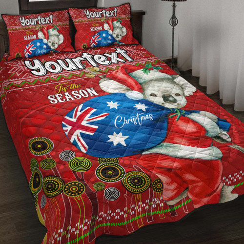 Aboriginal Christmas Quilt Bed Set - Custom Australia Koala Ugly Christmas with Aboriginal Inspired Red Quilt Bed Set Aboriginal Christmas Quilt Bed Set - Custom Australia Koala Ugly Christmas with Aboriginal Inspired Red Quilt Bed Set