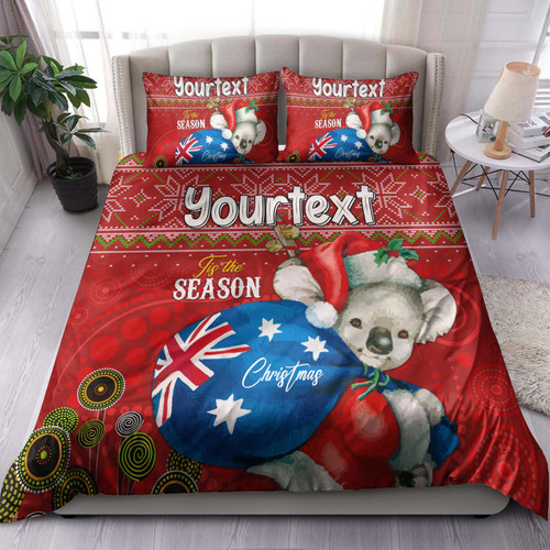 Aboriginal Christmas Bedding Set - Custom Australia Koala Ugly Christmas with Aboriginal Inspired Red Bedding Set Aboriginal Christmas Bedding Set - Custom Australia Koala Ugly Christmas with Aboriginal Inspired Red Bedding Set