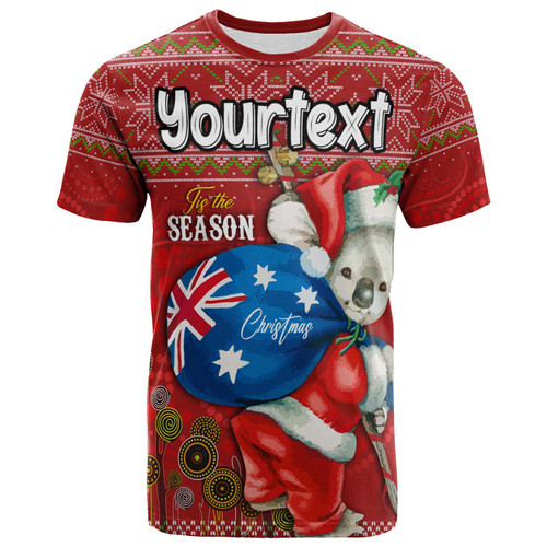 Aboriginal Christmas T-Shirt - Custom Australia Koala Ugly Christmas with Aboriginal Inspired Red T-Shirt Aboriginal Christmas T-Shirt - Custom Australia Koala Ugly Christmas with Aboriginal Inspired Red T-Shirt