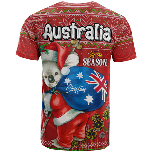 Aboriginal Christmas T-Shirt - Custom Australia Koala Ugly Christmas with Aboriginal Inspired Red T-Shirt Aboriginal Christmas T-Shirt - Custom Australia Koala Ugly Christmas with Aboriginal Inspired Red T-Shirt