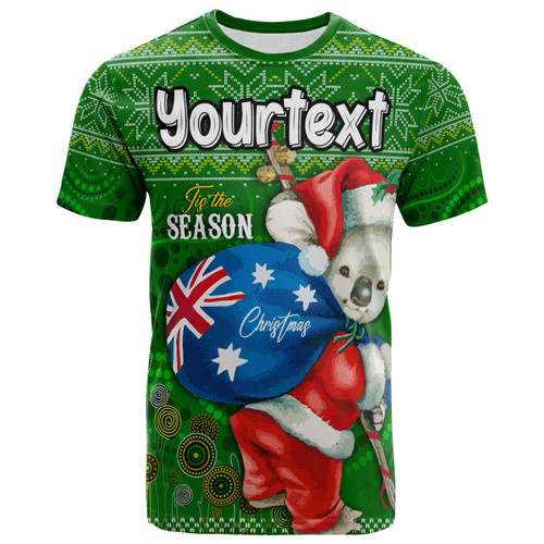 Aboriginal Christmas T-Shirt - Custom Australia Koala Ugly Christmas with Aboriginal Inspired Green T-Shirt Aboriginal Christmas T-Shirt - Custom Australia Koala Ugly Christmas with Aboriginal Inspired Green T-Shirt