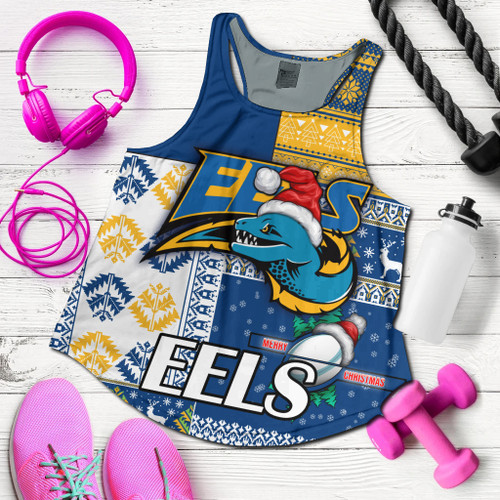 Parramatta Eels Women Racerback Tank - Parramatta Eels Mascot Knitted Christmas Patterns Women Racerback Tank