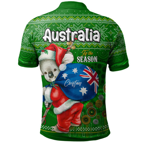 Aboriginal Christmas Polo Shirt - Custom Australia Koala Ugly Christmas with Aboriginal Inspired Green Polo Shirt Aboriginal Christmas Polo Shirt - Custom Australia Koala Ugly Christmas with Aboriginal Inspired Green Polo Shirt