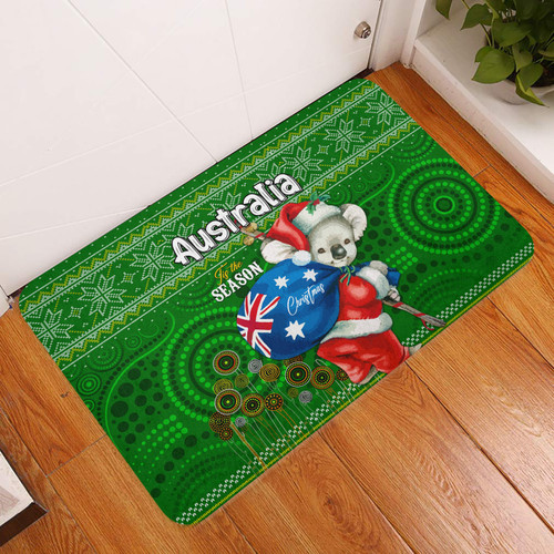 Aboriginal Christmas Door Mat - Australia Koala Ugly Christmas with Aboriginal Inspired Green Door Mat Aboriginal Christmas Door Mat - Australia Koala Ugly Christmas with Aboriginal Inspired Green Door Mat