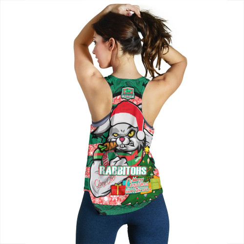 Souths Christmas Women Racerback Tank - Merry Christmas Super Souths With Ball And Patterns Souths Christmas Women Racerback Tank - Merry Christmas Super Souths With Ball And Patterns
