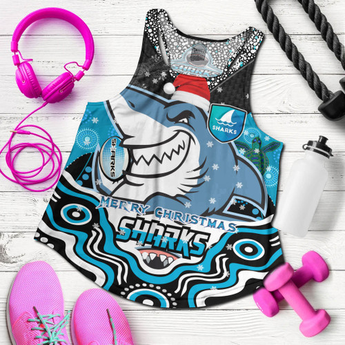 Cronulla Christmas Women Racerback Tank - Merry Christmas Super Cronulla Indigenous Women Racerback Tank