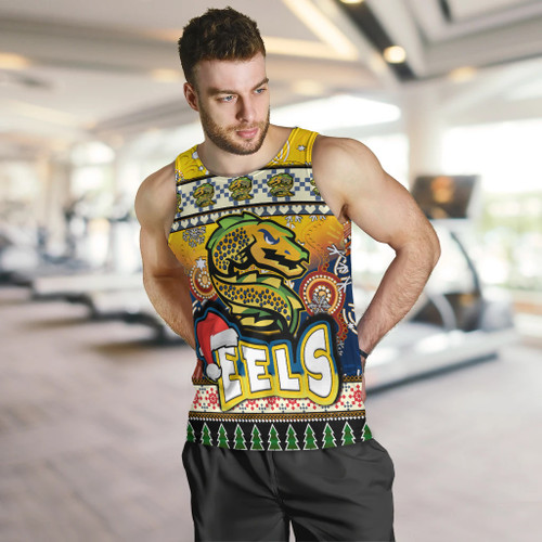 Parramatta Eels Christmas Men Tank Top - Xmas Parramatta Eels Christmas Balls, Snowflake With Aboriginal Patterns Men Tank Top