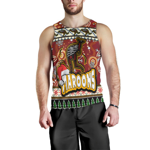 Maroons Rugby Christmas Men Tank Top - Xmas Maroons Christmas Balls, Snowflake With Aboriginal Patterns Men Tank Top Maroons Rugby Christmas Men Tank Top - Xmas Maroons Christmas Balls, Snowflake With Aboriginal Patterns Men Tank Top