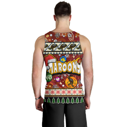 Maroons Rugby Christmas Men Tank Top - Xmas Maroons Christmas Balls, Snowflake With Aboriginal Patterns Men Tank Top Maroons Rugby Christmas Men Tank Top - Xmas Maroons Christmas Balls, Snowflake With Aboriginal Patterns Men Tank Top