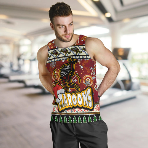 Maroons Rugby Christmas Men Tank Top - Xmas Maroons Christmas Balls, Snowflake With Aboriginal Patterns Men Tank Top Maroons Rugby Christmas Men Tank Top - Xmas Maroons Christmas Balls, Snowflake With Aboriginal Patterns Men Tank Top