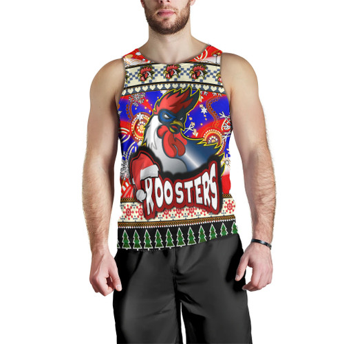 Sydney Roosters Christmas Men Tank Top - Xmas Sydney Roosters Christmas Balls, Snowflake With Aboriginal Patterns Men Tank Top Sydney Roosters Christmas Men Tank Top - Xmas Sydney Roosters Christmas Balls, Snowflake With Aboriginal Patterns Men Tank Top
