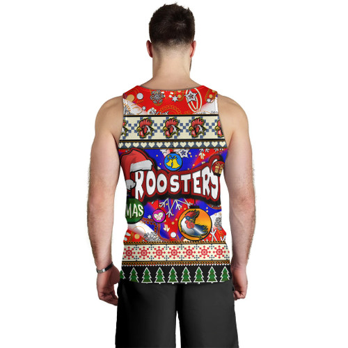Sydney Roosters Christmas Men Tank Top - Xmas Sydney Roosters Christmas Balls, Snowflake With Aboriginal Patterns Men Tank Top Sydney Roosters Christmas Men Tank Top - Xmas Sydney Roosters Christmas Balls, Snowflake With Aboriginal Patterns Men Tank Top
