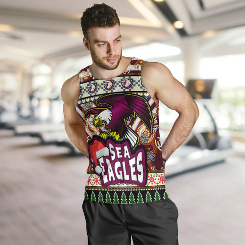 Australia Sea Eagle Christmas Men Tank Top - Xmas Sea Eagle Christmas Balls, Snowflake With Aboriginal Patterns Men Tank Top