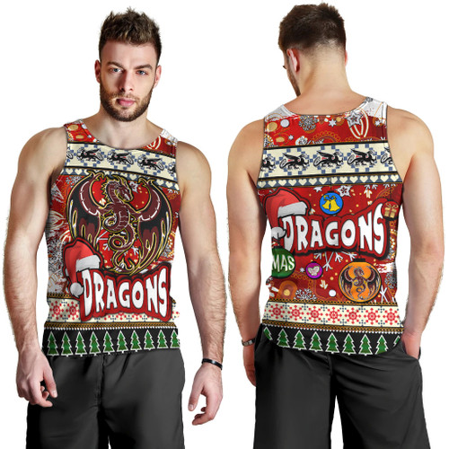 Australia Dragons Christmas Men Tank Top - Xmas Dragon Christmas Balls, Snowflake With Aboriginal Inspired Patterns Men Tank Top Australia Dragons Christmas Men Tank Top - Xmas Dragon Christmas Balls, Snowflake With Aboriginal Inspired Patterns Men Tank Top