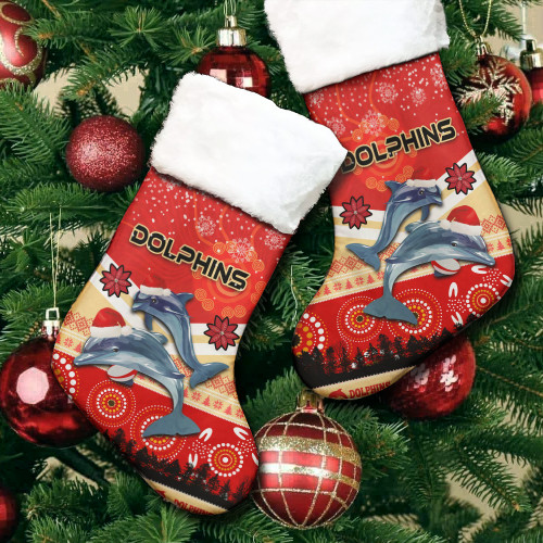 Redcliffe Dolphins Christmas Stocking - Redcliffe Dolphins Christmas with Ugly Pattern and Aboriginal Inspired Stocking Redcliffe Dolphins Christmas Stocking - Redcliffe Dolphins Christmas with Ugly Pattern and Aboriginal Inspired Stocking