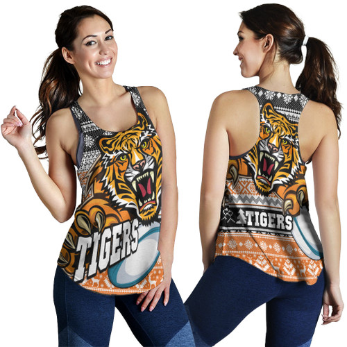 Wests Tigers Women Racerback Tank - Wests Tigers Mascot Knitted Christmas Pattern Women Racerback Tank Wests Tigers Women Racerback Tank - Wests Tigers Mascot Knitted Christmas Pattern Women Racerback Tank