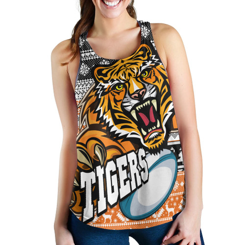 Wests Tigers Women Racerback Tank - Wests Tigers Mascot Knitted Christmas Pattern Women Racerback Tank Wests Tigers Women Racerback Tank - Wests Tigers Mascot Knitted Christmas Pattern Women Racerback Tank