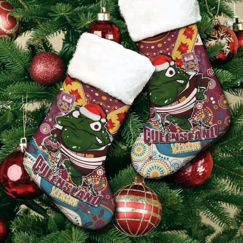 Queensland Maroons Christmas Stocking - Maroons Super Cane Toad In Aboriginal Inspired Culture Christma Stocking Queensland Maroons Christmas Stocking - Maroons Super Cane Toad In Aboriginal Inspired Culture Christma Stocking
