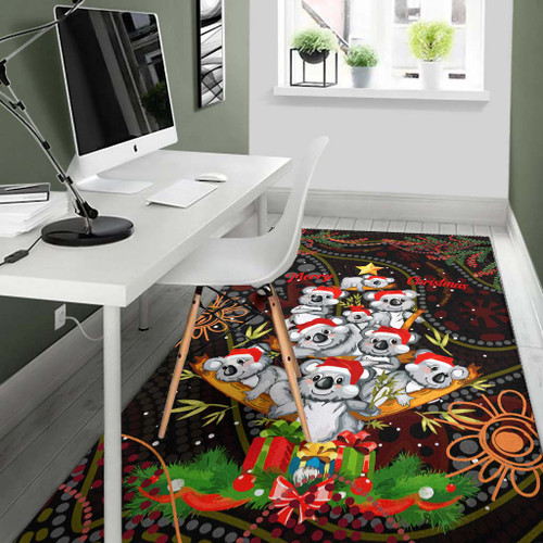 Aboriginal Christmas Area Rug - Aussie Koala Christmas Tree with Aboriginal Inspired Rug Aboriginal Christmas Area Rug - Aussie Koala Christmas Tree with Aboriginal Inspired Rug