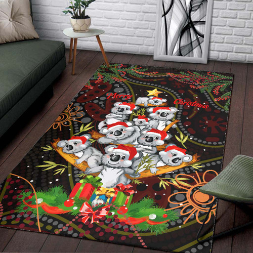 Aboriginal Christmas Area Rug - Aussie Koala Christmas Tree with Aboriginal Inspired Rug Aboriginal Christmas Area Rug - Aussie Koala Christmas Tree with Aboriginal Inspired Rug