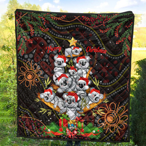 Aboriginal Christmas Quilt - Aussie Koala Christmas Tree with Aboriginal Inspired Quilt Aboriginal Christmas Quilt - Aussie Koala Christmas Tree with Aboriginal Inspired Quilt