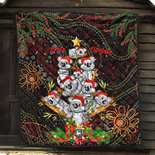 Aboriginal Christmas Quilt - Aussie Koala Christmas Tree with Aboriginal Inspired Quilt Aboriginal Christmas Quilt - Aussie Koala Christmas Tree with Aboriginal Inspired Quilt