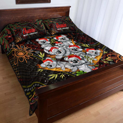 Aboriginal Christmas Quilt Bed Set - Aussie Koala Christmas Tree with Aboriginal Inspired Quilt Bed Set Aboriginal Christmas Quilt Bed Set - Aussie Koala Christmas Tree with Aboriginal Inspired Quilt Bed Set