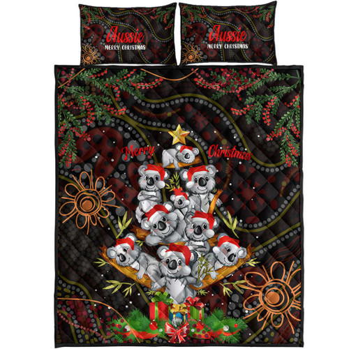Aboriginal Christmas Quilt Bed Set - Aussie Koala Christmas Tree with Aboriginal Inspired Quilt Bed Set Aboriginal Christmas Quilt Bed Set - Aussie Koala Christmas Tree with Aboriginal Inspired Quilt Bed Set