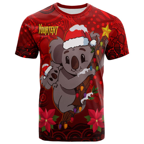 Aboriginal Christmas T-shirt - Custom Aussie Koala Christmas Poinsettia with Aboriginal Inspired T-shirt Aboriginal Christmas T-shirt - Custom Aussie Koala Christmas Poinsettia with Aboriginal Inspired T-shirt