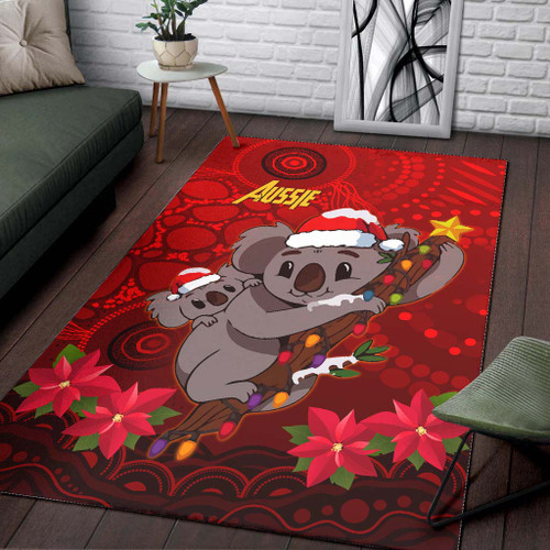 Aboriginal Christmas Area Rug - Aussie Koala Christmas Poinsettia with Aboriginal Inspired Rug Aboriginal Christmas Area Rug - Aussie Koala Christmas Poinsettia with Aboriginal Inspired Rug