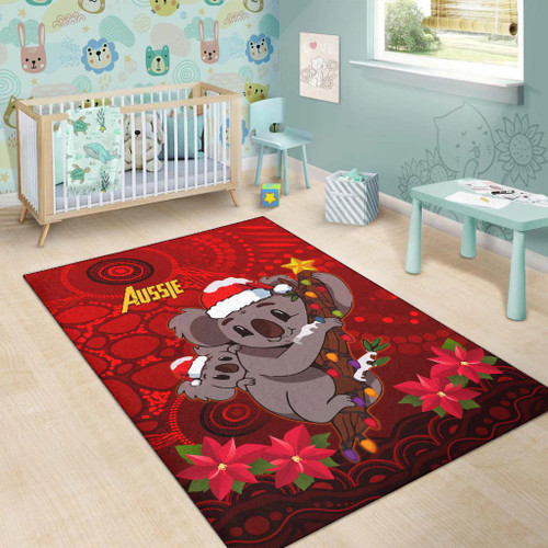 Aboriginal Christmas Area Rug - Aussie Koala Christmas Poinsettia with Aboriginal Inspired Rug Aboriginal Christmas Area Rug - Aussie Koala Christmas Poinsettia with Aboriginal Inspired Rug