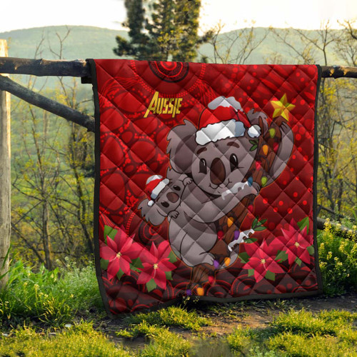 Aboriginal Christmas Quilt - Aussie Koala Christmas Poinsettia with Aboriginal Inspired Quilt Aboriginal Christmas Quilt - Aussie Koala Christmas Poinsettia with Aboriginal Inspired Quilt