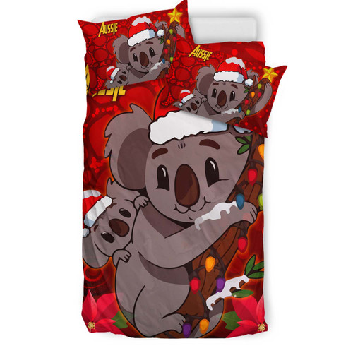 Aboriginal Christmas Bedding Set - Aussie Koala Christmas Poinsettia with Aboriginal Inspired Bedding Set Aboriginal Christmas Bedding Set - Aussie Koala Christmas Poinsettia with Aboriginal Inspired Bedding Set