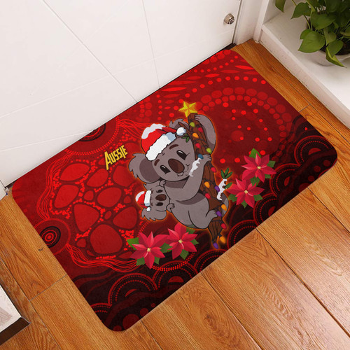 Aboriginal Christmas Door Mat - Aussie Koala Christmas Poinsettia with Aboriginal Inspired Door Mat Aboriginal Christmas Door Mat - Aussie Koala Christmas Poinsettia with Aboriginal Inspired Door Mat