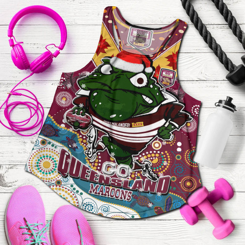 Queensland Maroons Christmas Women Racerback Tank - Custom Maroons Super Cane Toad In Culture