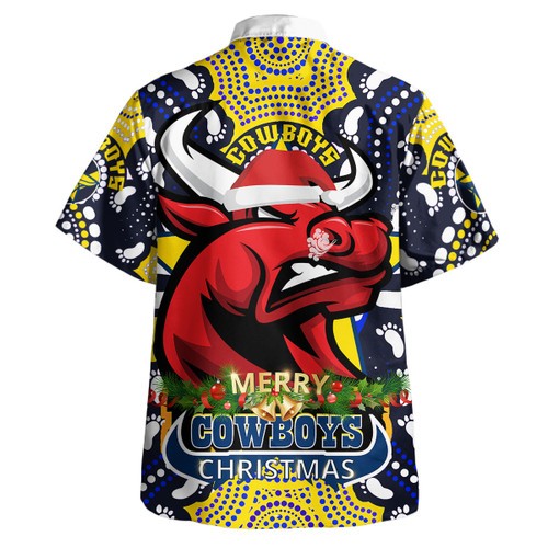 North Queensland Hawaiian Shirt - Merry Christmas North Queensland With Dot Art Painting Footprints Hawaiian Shirt North Queensland Hawaiian Shirt - Merry Christmas North Queensland With Dot Art Painting Footprints Hawaiian Shirt