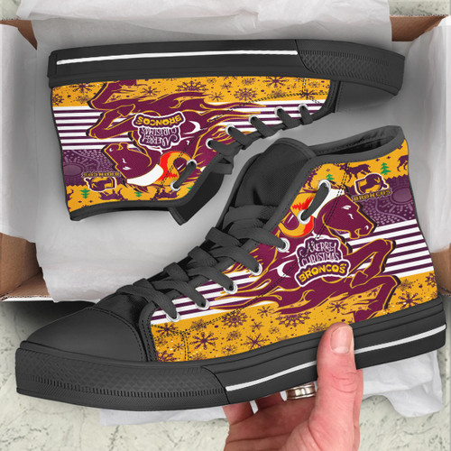 Brisbane High Top Shoes - Custom Merry Christmas Brisbane 1992 Retro Heritage Jersey Brisbane High Top Shoes - Custom Merry Christmas Brisbane 1992 Retro Heritage Jersey