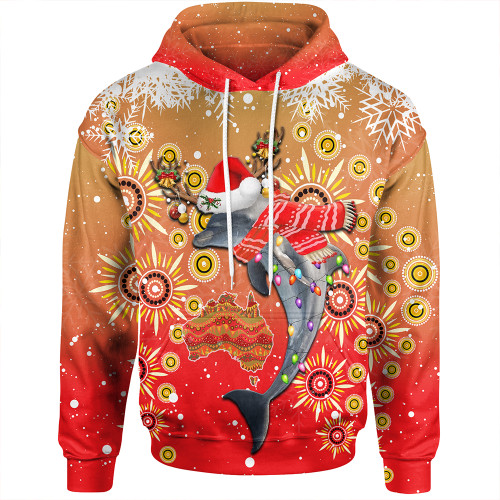 Dolphins Rugby Christmas Hoodie - Dolphins Christmas Hat Pattern Snown Style Hoodie